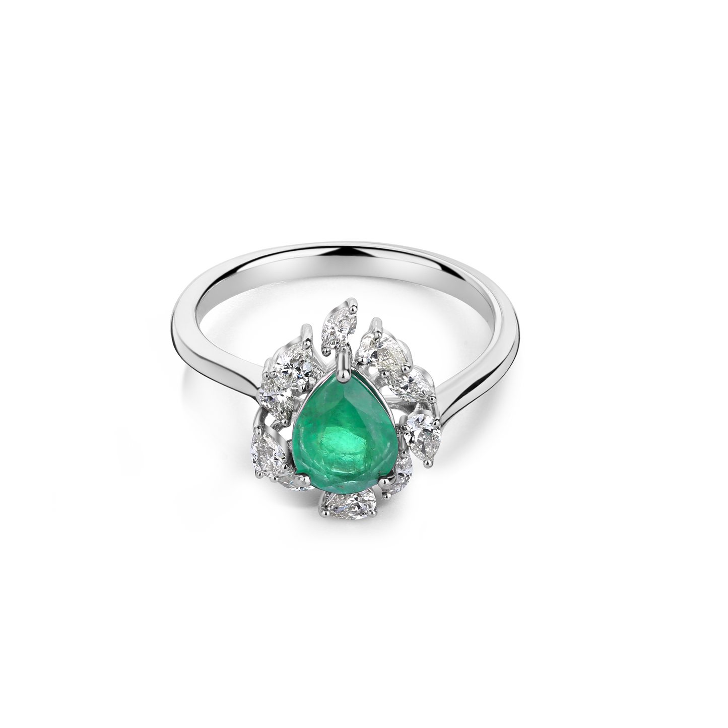 Verdant Pear Greenstone Diamond Ring