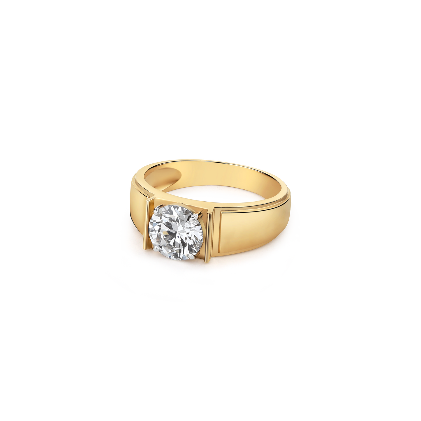 2ct Round Lab Diamond Solitaire Gents Ring