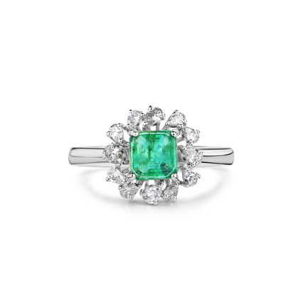 Regal Square Greenstone Diamond Ring