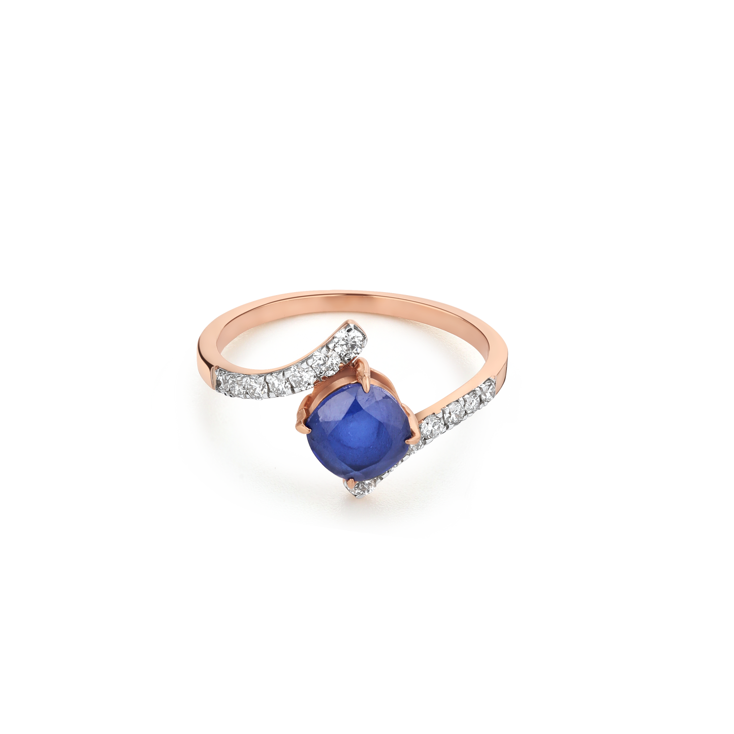 Blue Sapphire Twisted Lab Diamond Ring