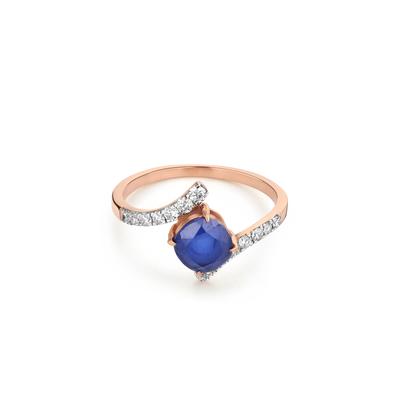 Blue Sapphire Twisted Lab Diamond Ring