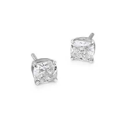 1.5ct Cushion Lab Diamond Solitaire Studs