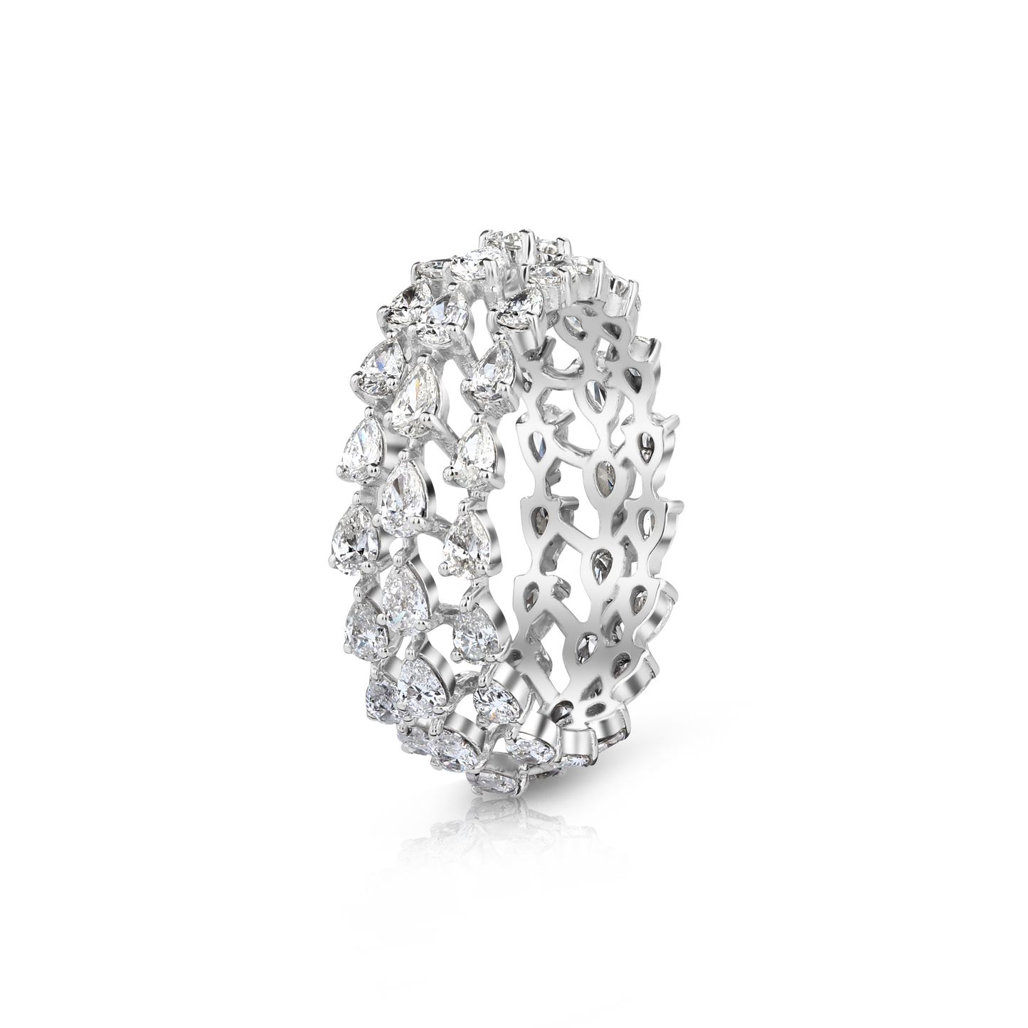 Triple Band Pear-Shaped Diamond Ring