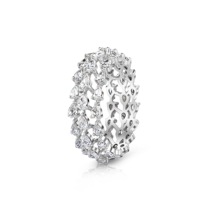 Triple Band Pear-Shaped Diamond Ring