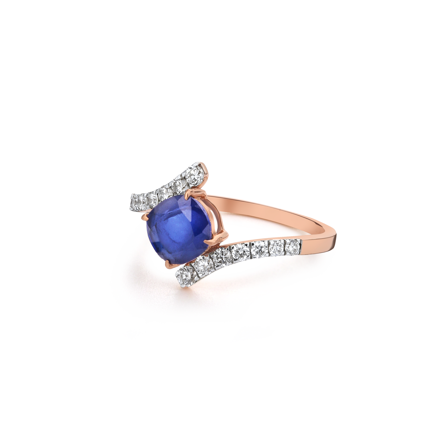 Blue Sapphire Twisted Lab Diamond Ring