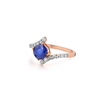 Blue Sapphire Twisted Lab Diamond Ring