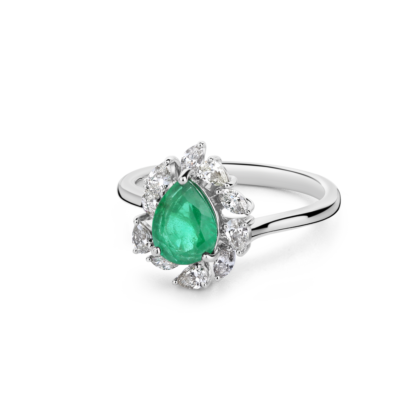Verdant Pear Greenstone Diamond Ring