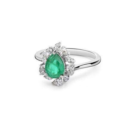 Verdant Pear Greenstone Diamond Ring