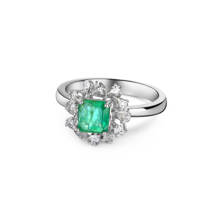 Regal Square Greenstone Diamond Ring