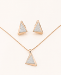 14K Rose Gold Diamond Pyramid Pendant Set