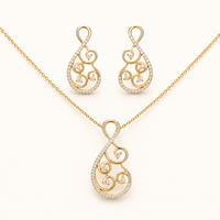 Diamond Filigree Teardrop Pendant Set