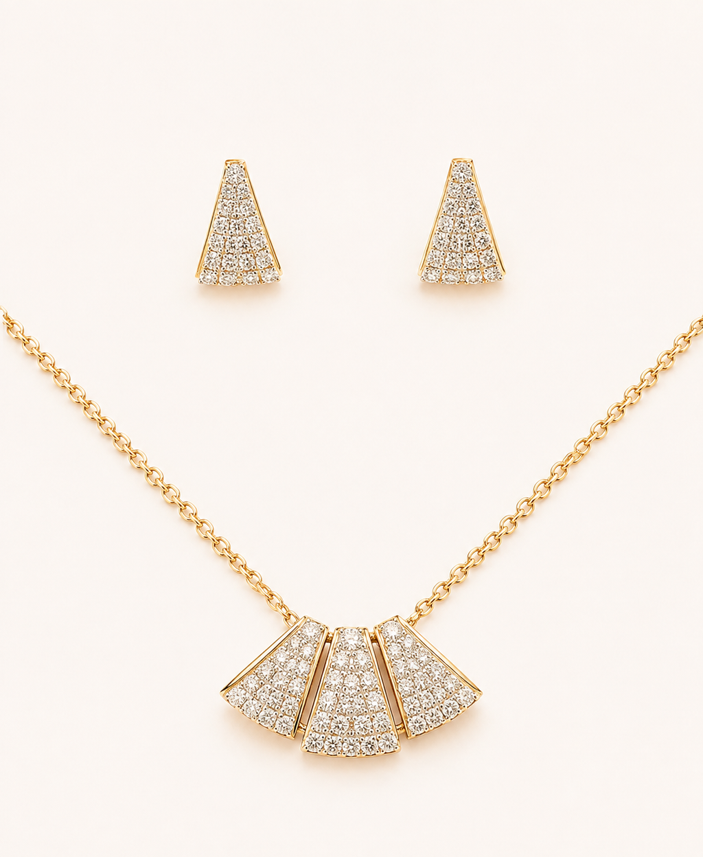 Diamond Fan Pendant Set