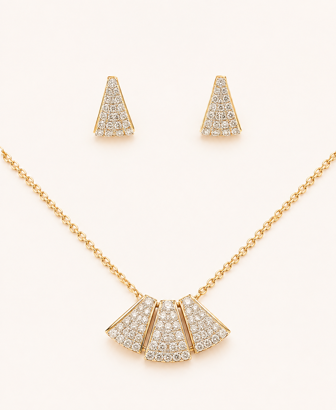 Diamond Fan Pendant Set