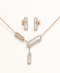 Diamond Geometric Link Pendant Set
