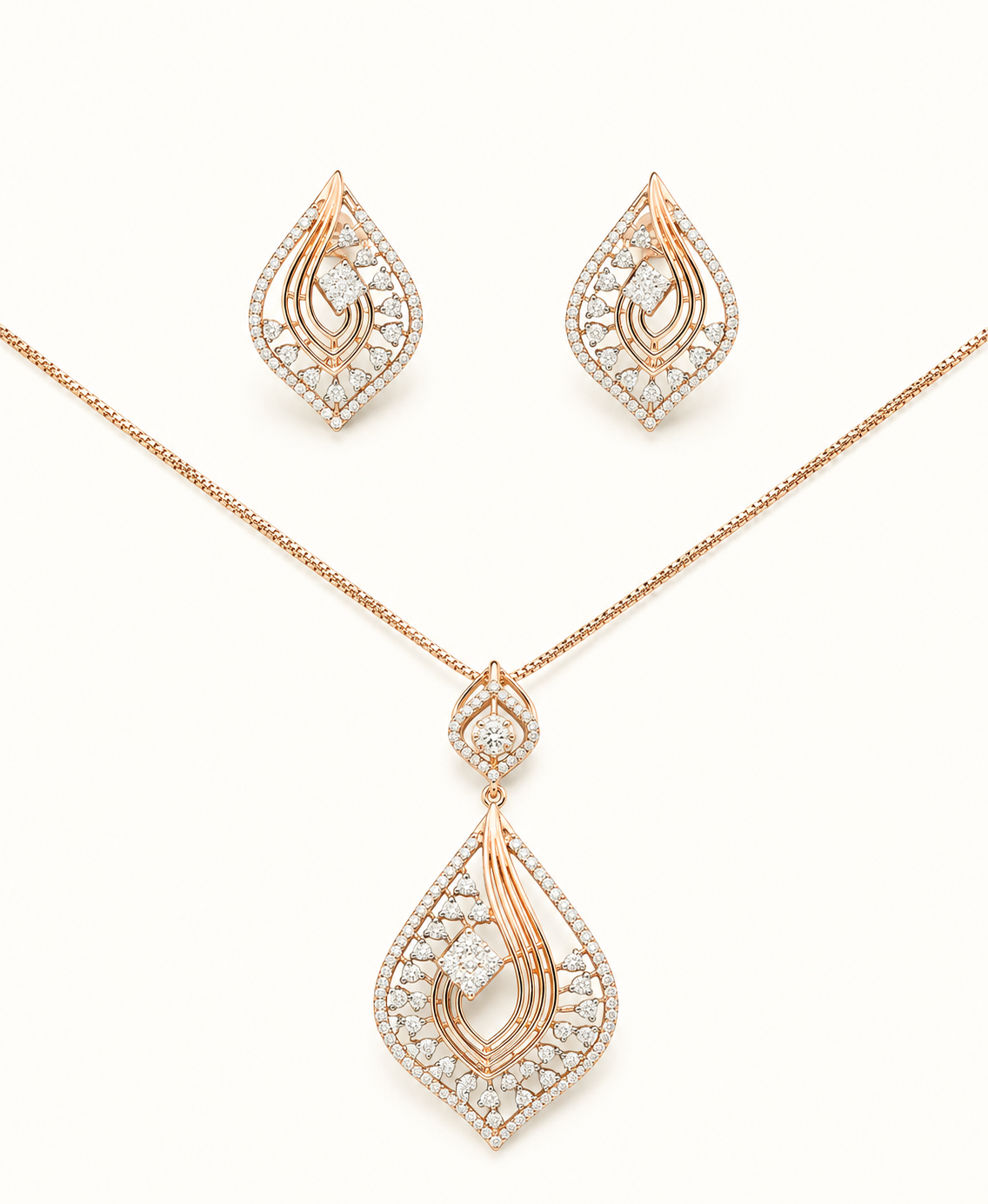 Rose Gold Diamond Pendant Set
