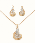 14K Rose Gold Diamond Floral Teardrop Pendant Set
