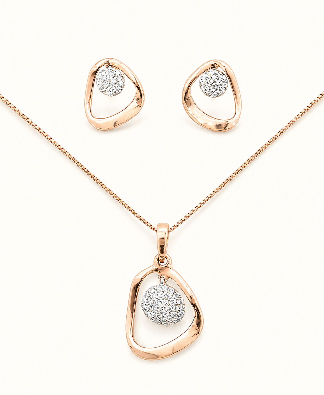 Floating Diamond Circle Pendant Set