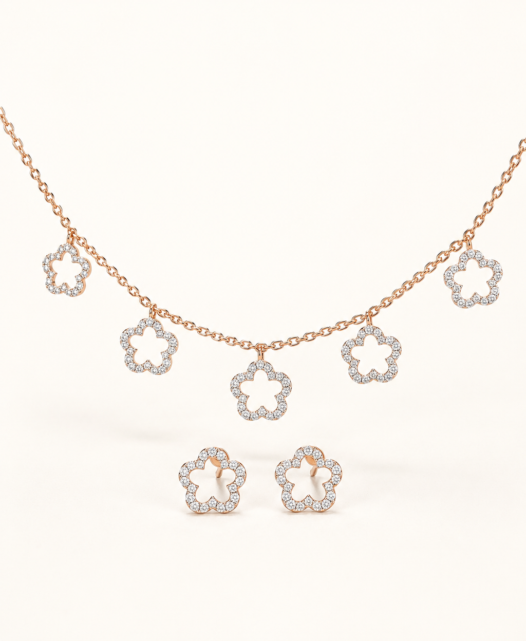 Diamond Floral Pendant Set