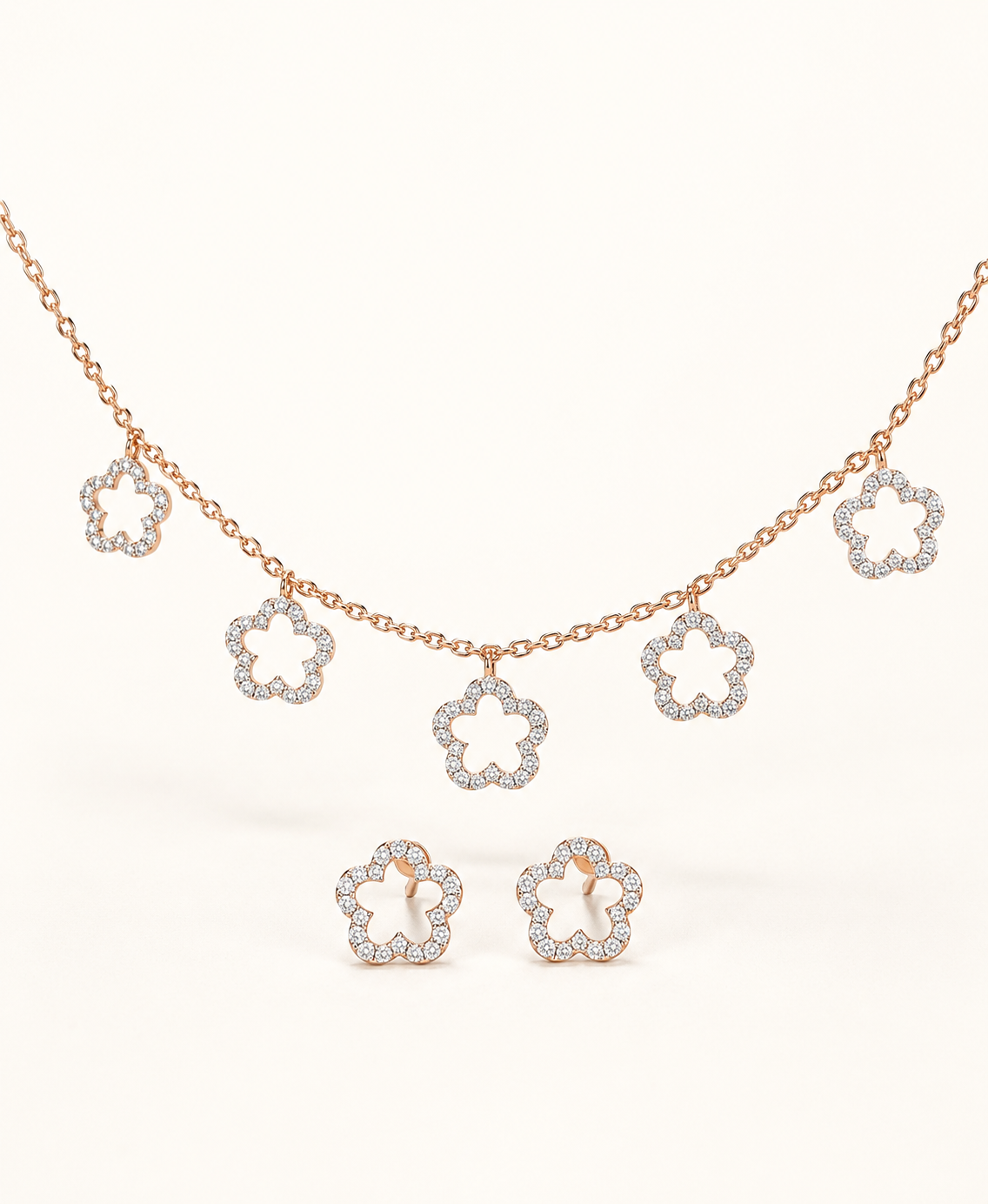 Diamond Floral Pendant Set