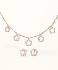 Diamond Floral Pendant Set