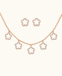 Diamond Floral Pendant Set