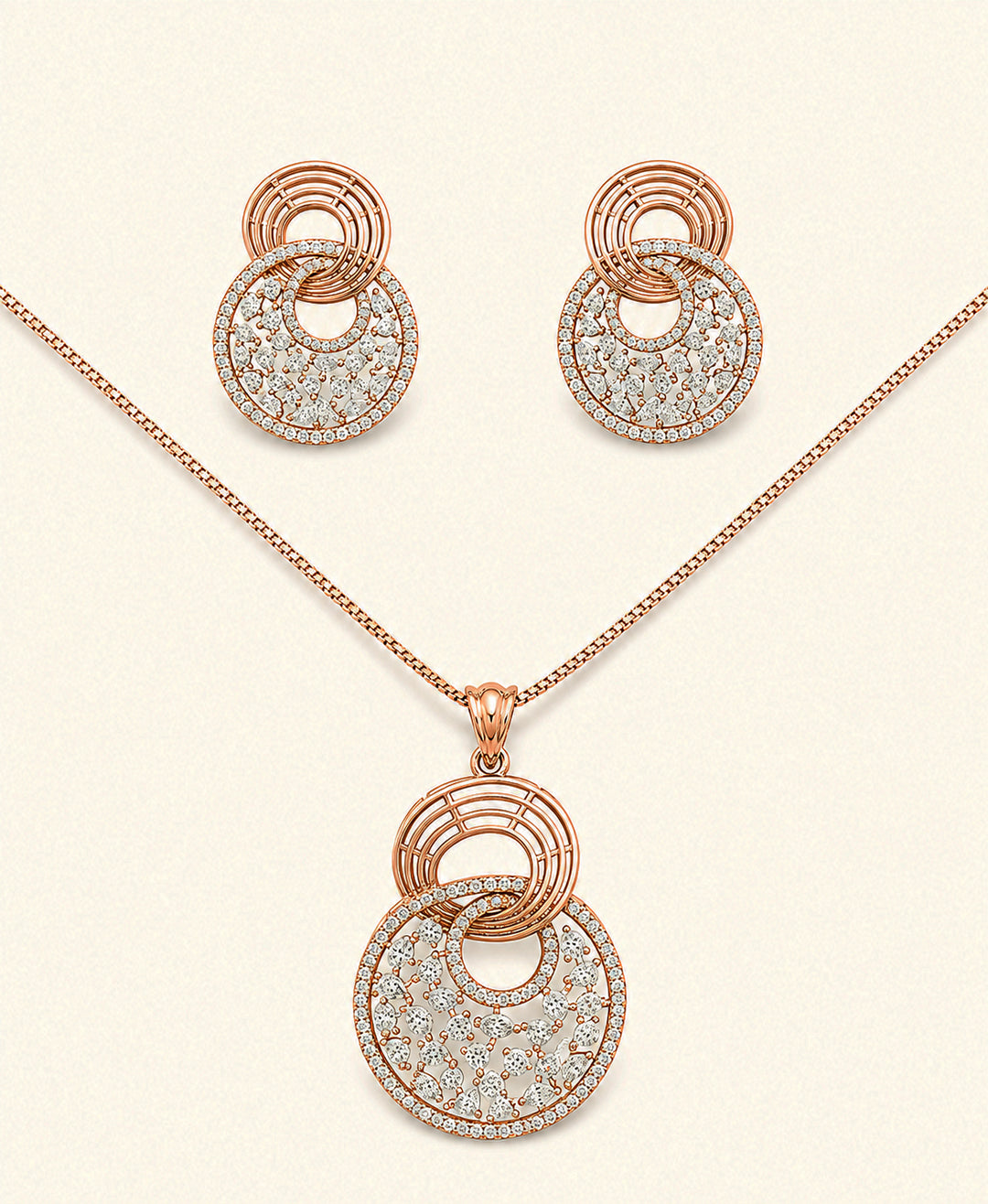 Diamond Dual Circle Pendant Set