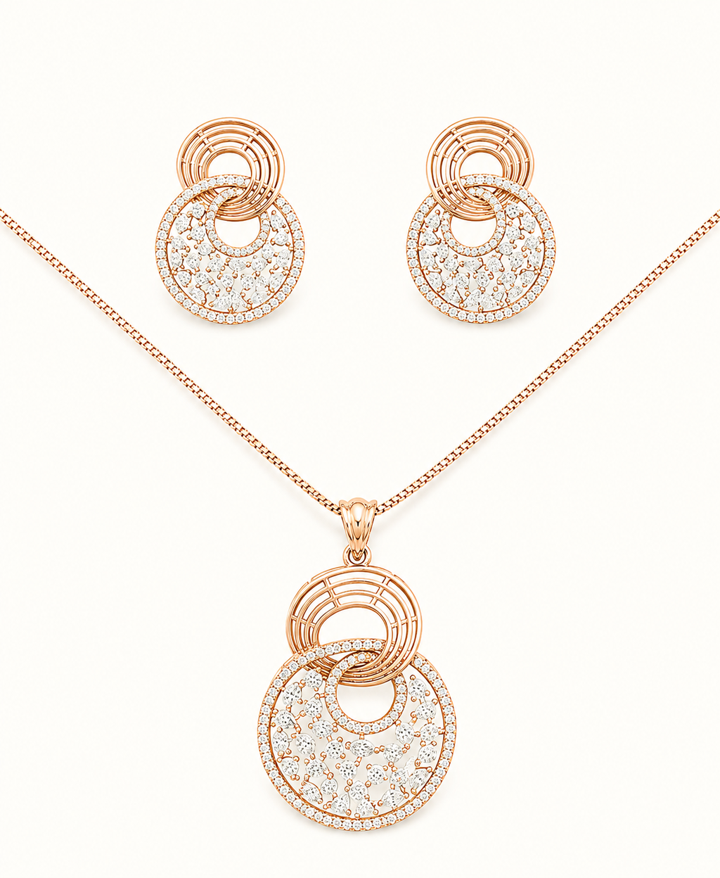 Diamond Dual Circle Pendant Set