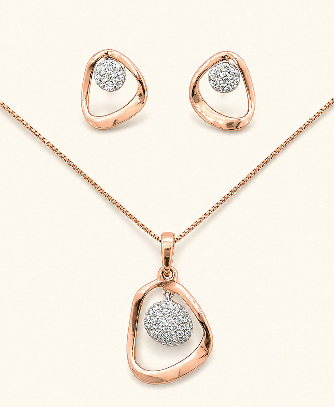 Floating Diamond Circle Pendant Set