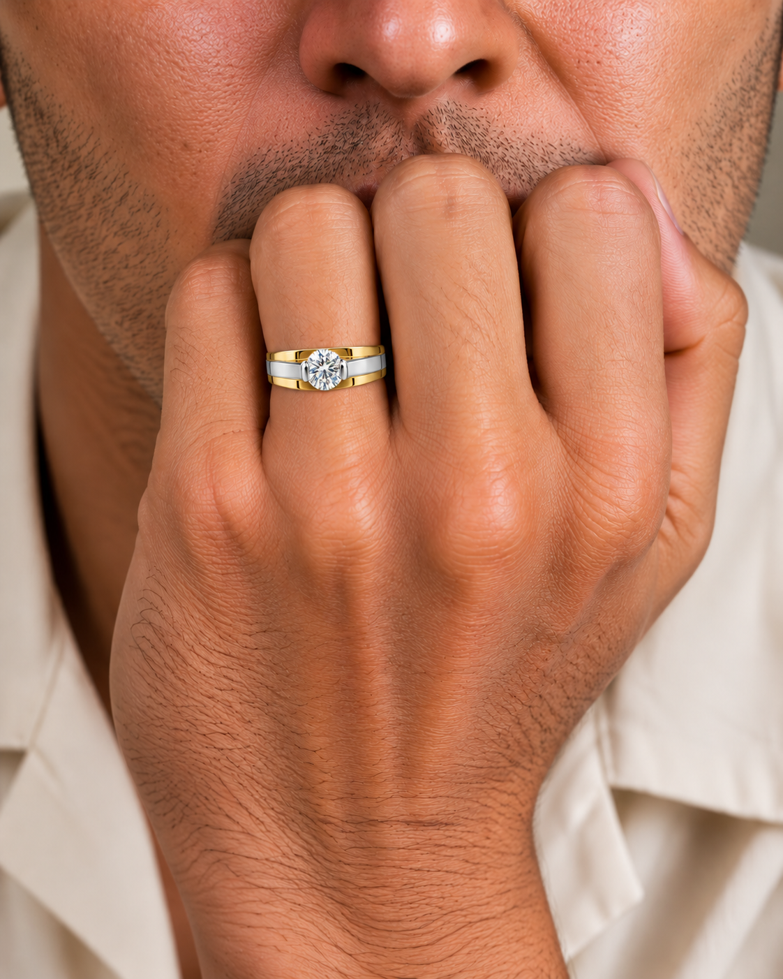 Signature Round Solitaire Gold Ring