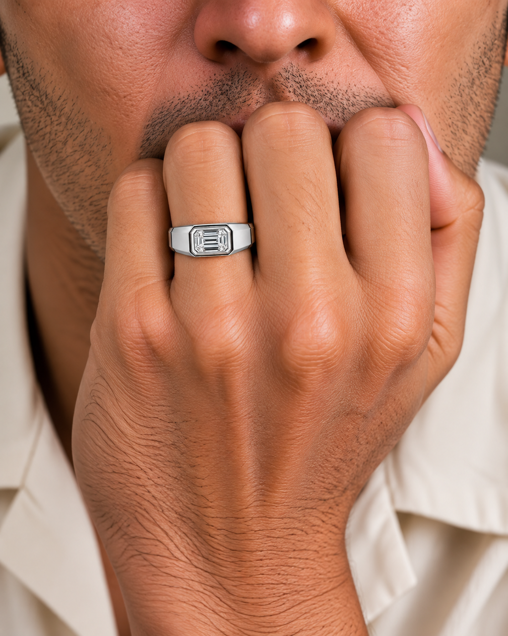 Executive White Gold Emerald Cut Solitaire Diamond Ring