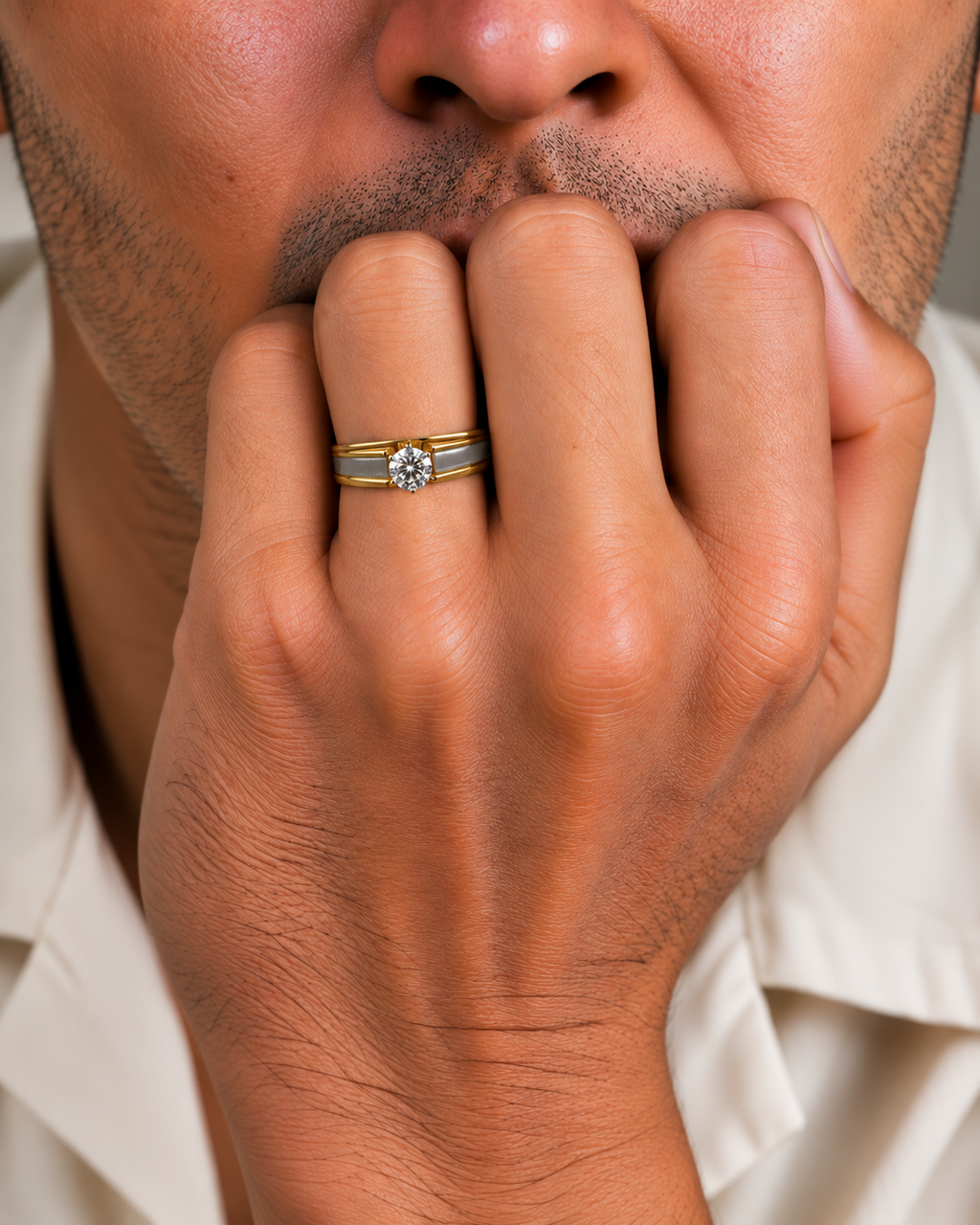 Prestige Two-Tone Round Solitaire Diamond Ring