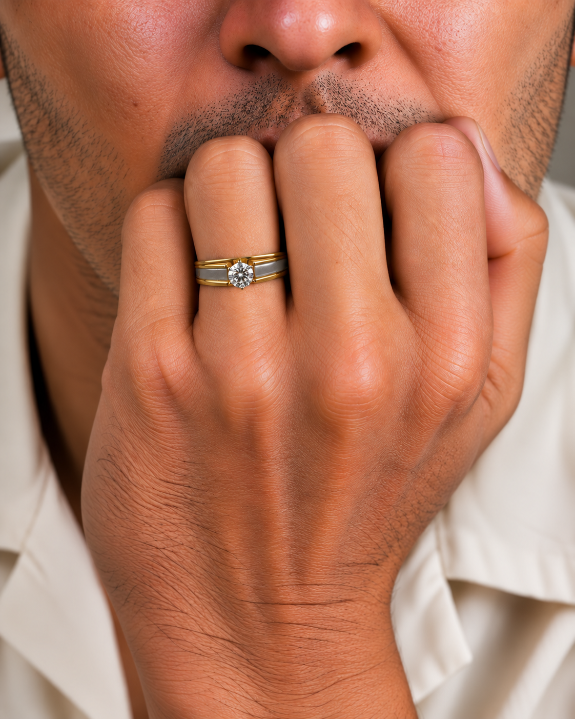 Prestige Two-Tone Round Solitaire Diamond Ring