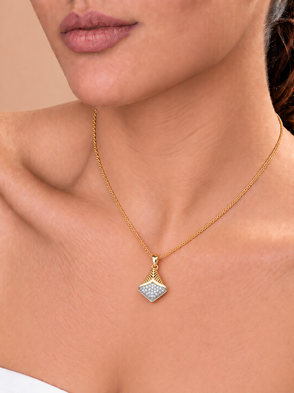 Diamond Veil Leaf Pendant