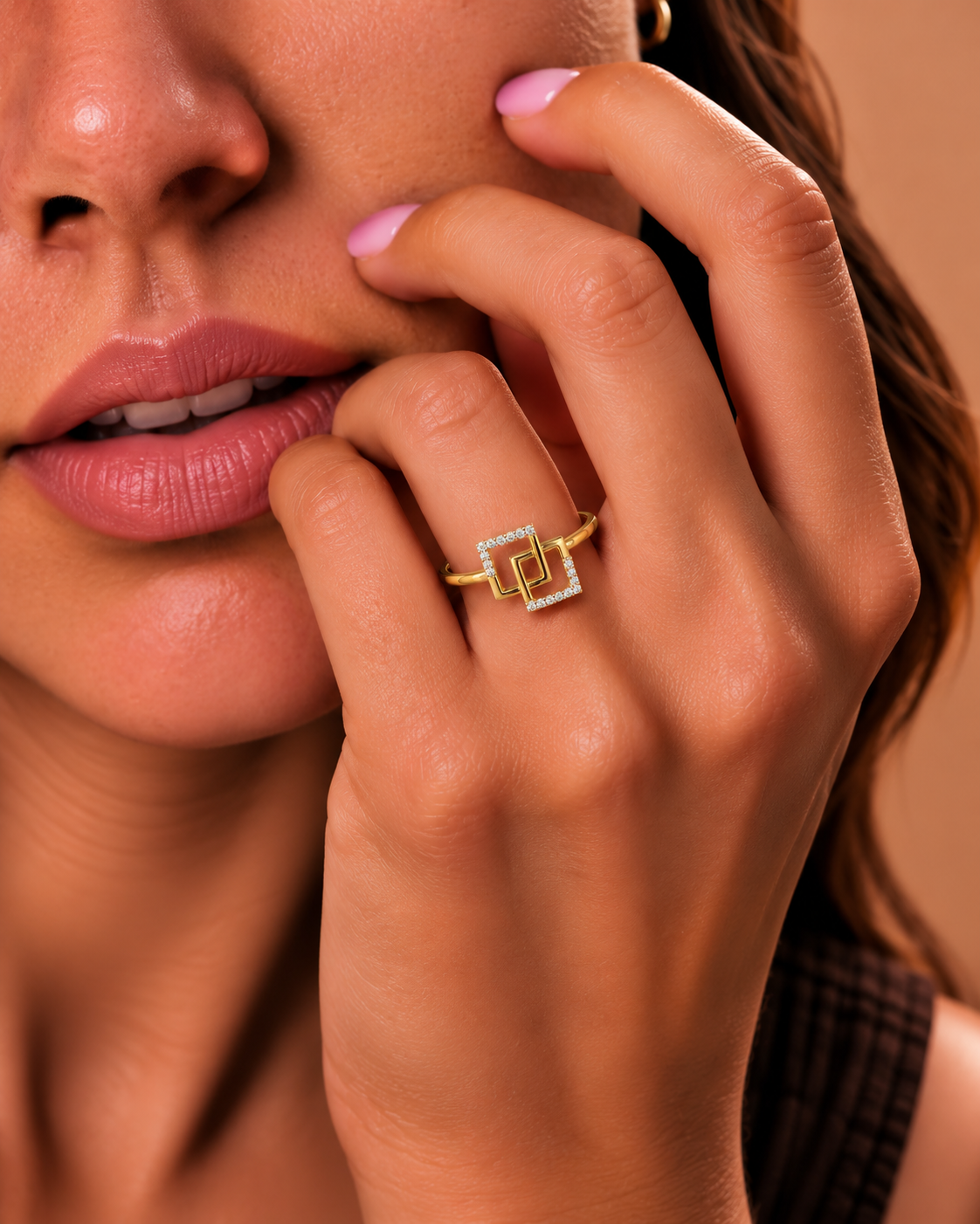 Modern Geometric Sparkle Ring