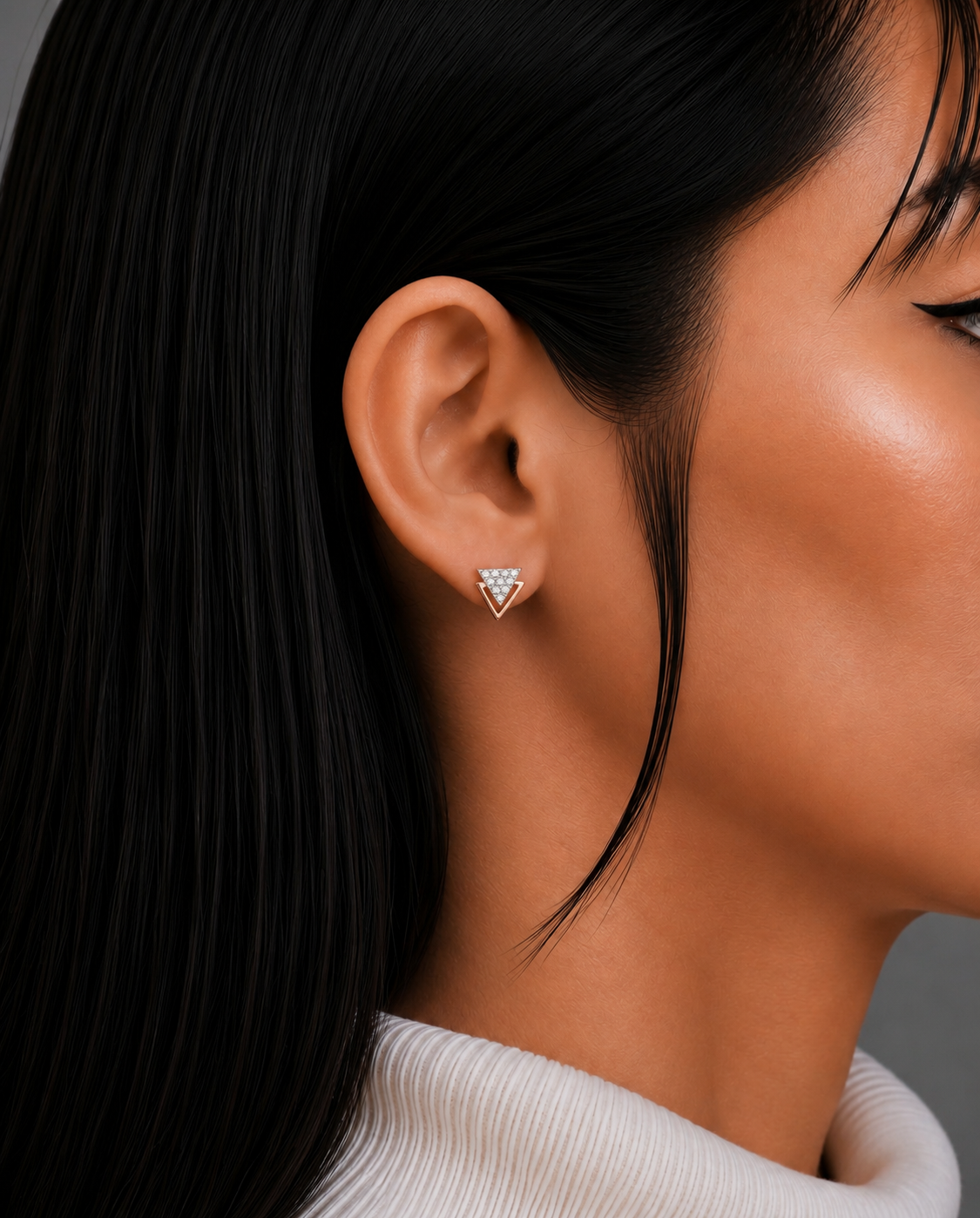 Diamond Triangle Stud Earrings
