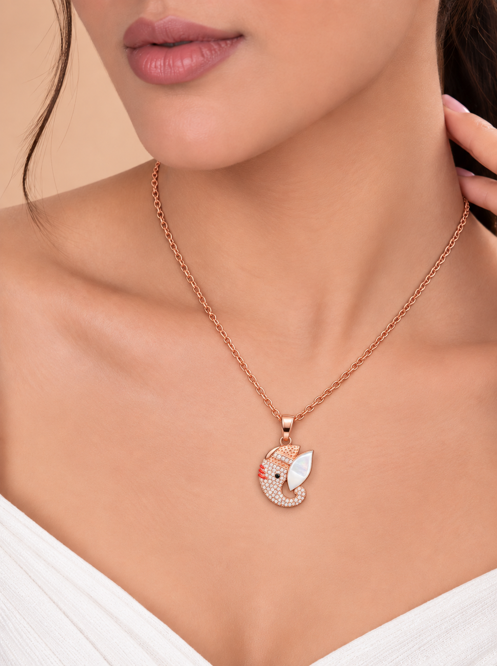 Ganesha Diamond Pendant with Mother of Pearl