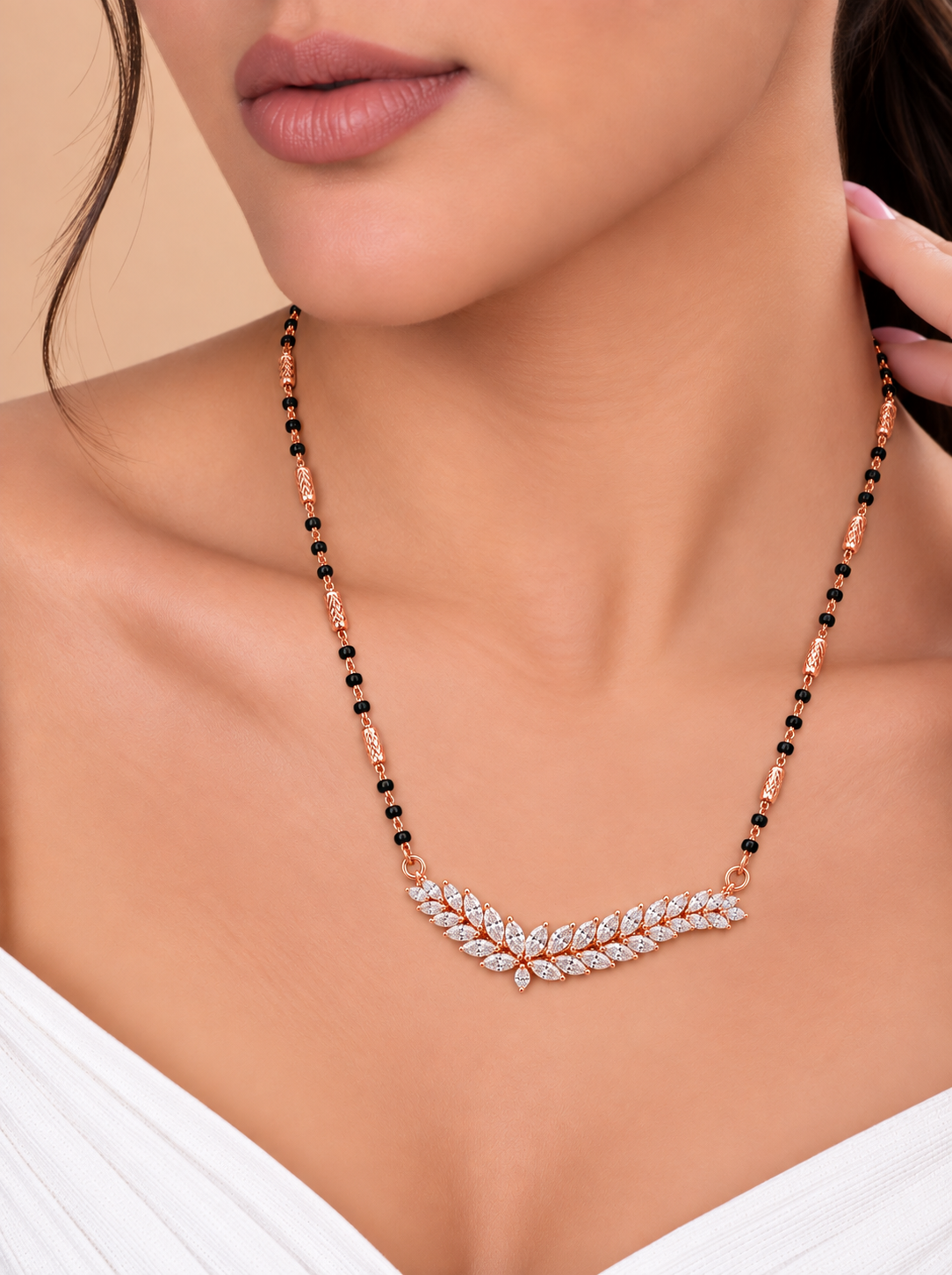 Elegant Diamond Branch Mangalsutra Pendant