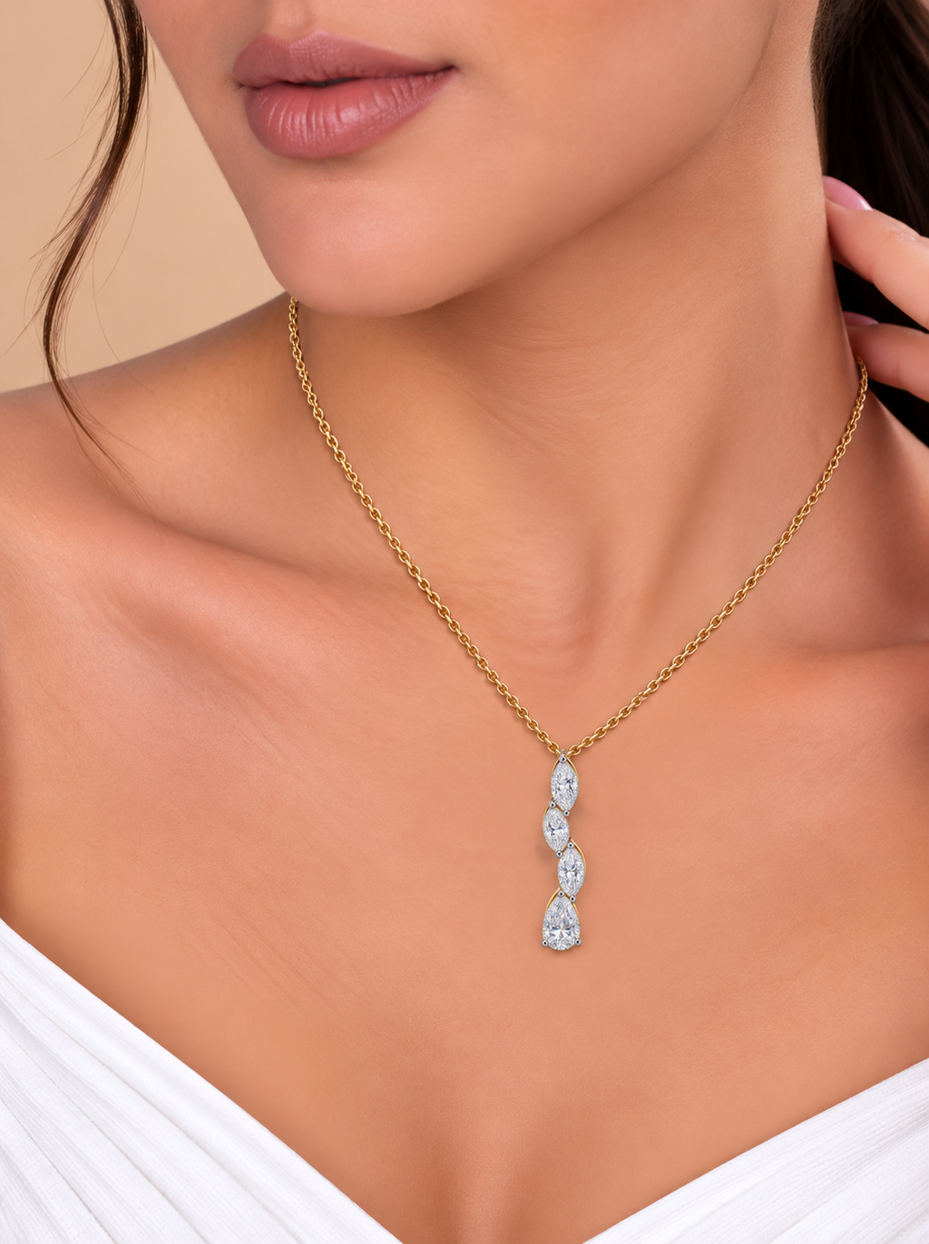 Diamond Leaf Drop Pendant