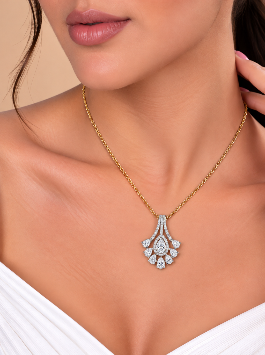 Elegant Pear Diamond Drop Pendant