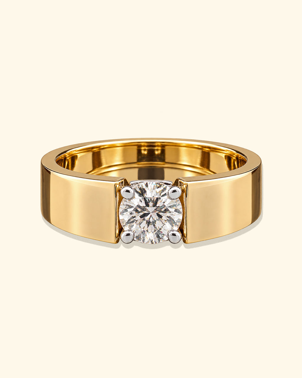 Classic Yellow Gold Round Solitaire Diamond Ring
