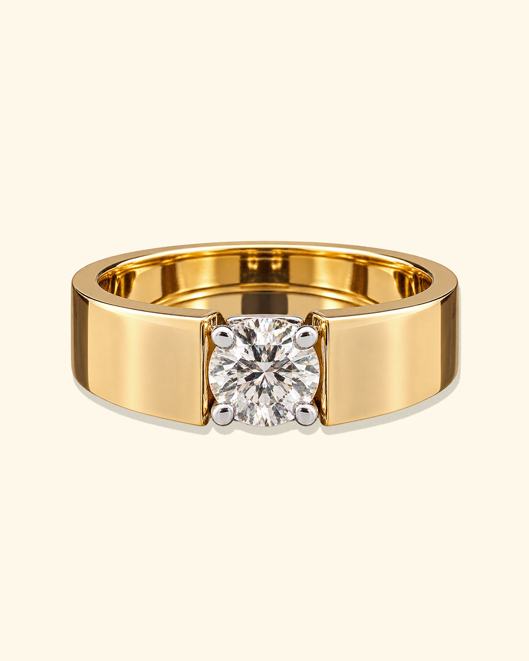 Classic Yellow Gold Round Solitaire Diamond Ring