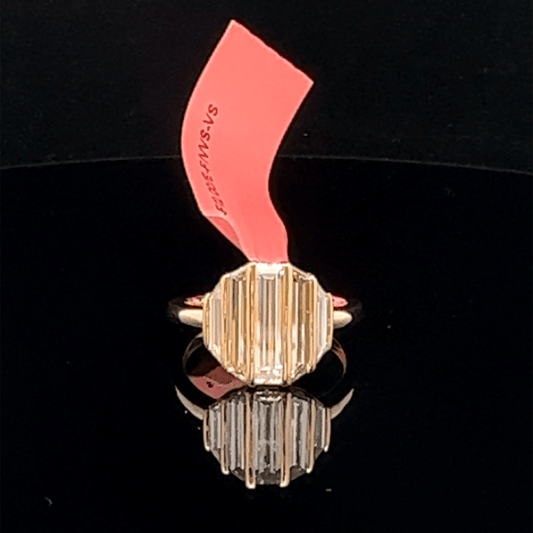 Baguette Diamond Cluster Ring in Yellow Gold