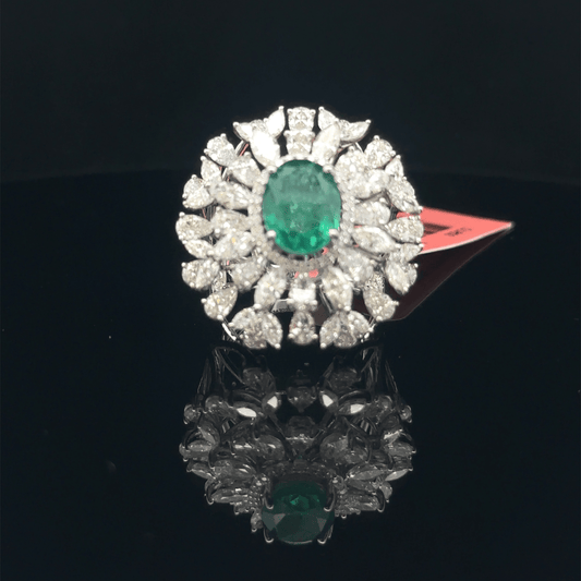 Emerald Crown Petal Ring