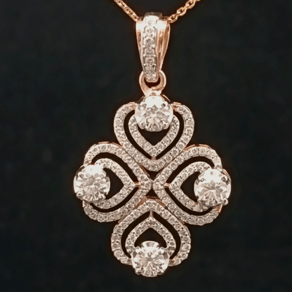 Four-Stone Diamond Clover Pendant in Rose Gold