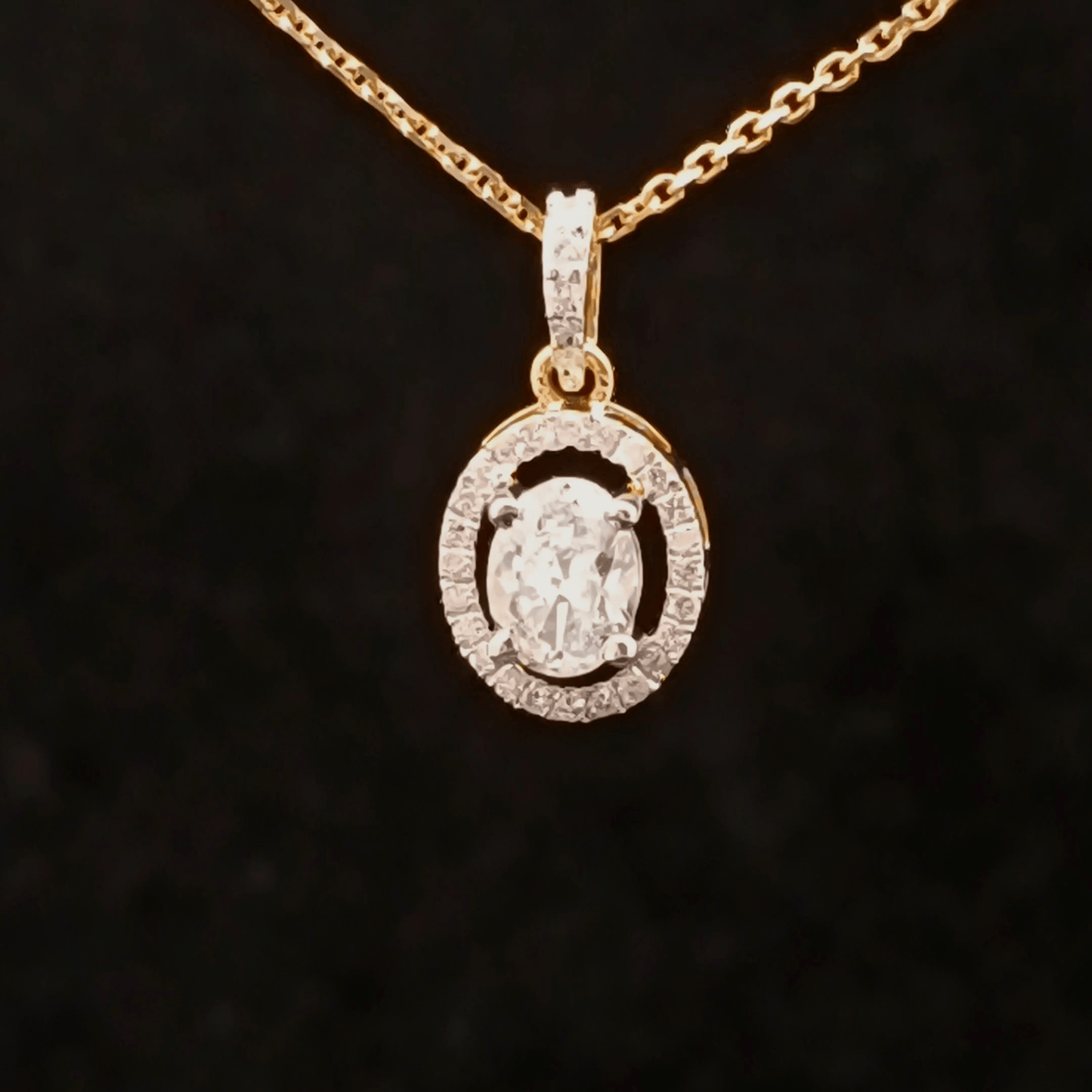 Classic Gold Diamond Oval DIamond Pendant