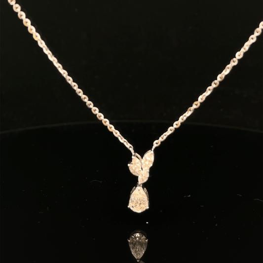 Pear Drop Butterfly Diamond Pendant