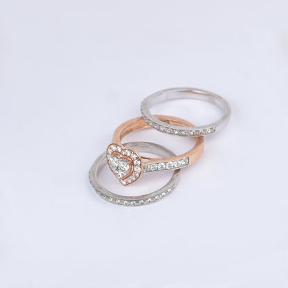 Triple Halo Heart Diamond Ring