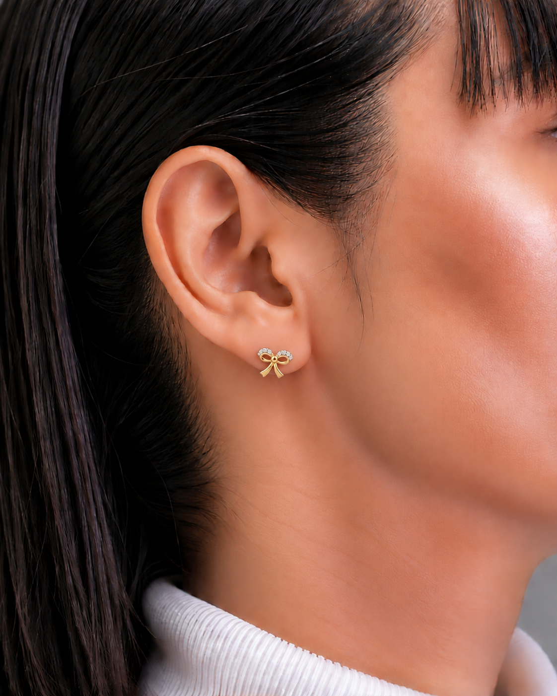 Diamond Bow Stud Earrings