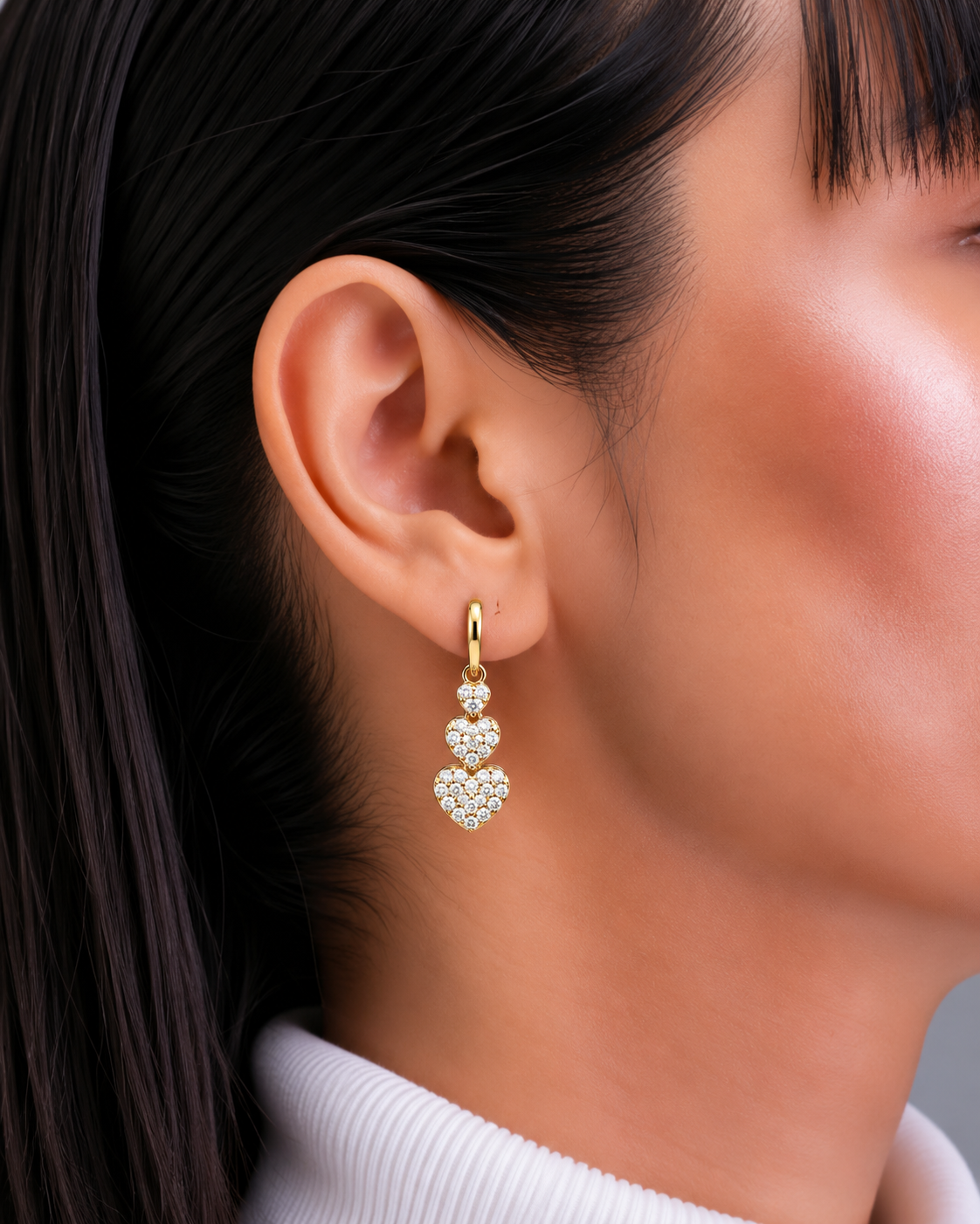 Diamond Heart Drop Earrings