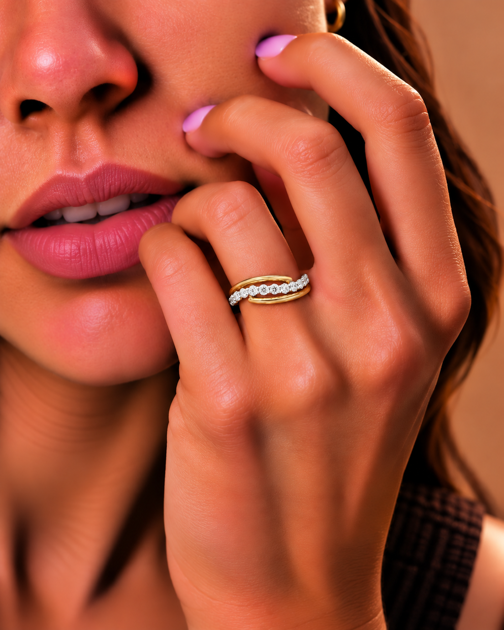 Diamond Twist Infinity Ring in Yellow Gold